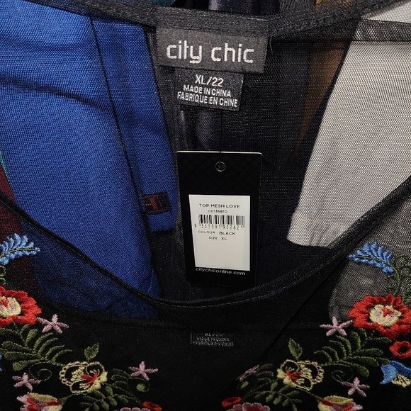 ๐4xHP๐ NWT City Chic Love Mesh Floral Embroidered Top Set XL/22 - Picture 4 of 5